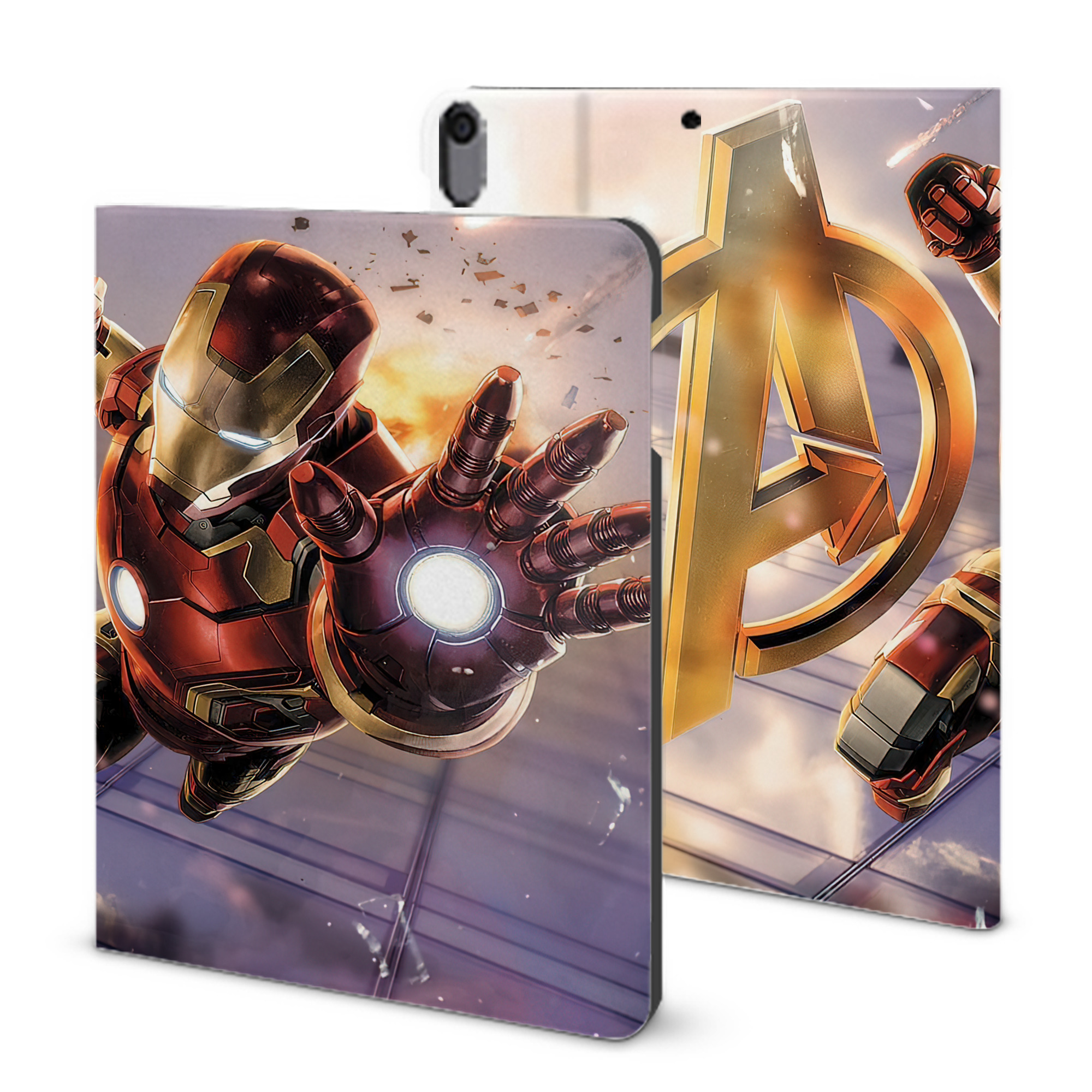 （画像用） アベンジャーズ The Avengers IPad ケース ブック型 PUレザー TPU 耐衝撃 軽量 薄型 ペン収納なし 全面保護 IPad 各モデル対応
